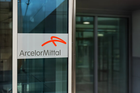 Guilherand-Granges, France - January 30, 2026. ArcelorMittal is a multinational steel manufacturing corporation headquartered in Luxembourg, serving automotive and construction sectors.