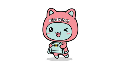Fototapeta premium Cute Cat Girl in Pink Hoodie Vector Illustration