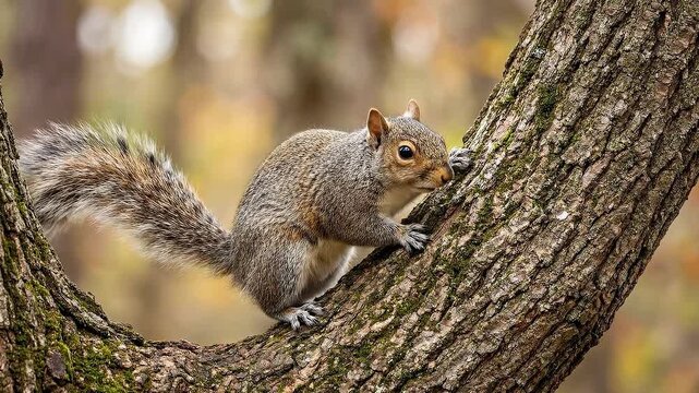 Eastern gray squirrel on a tree