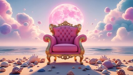 Enchanted throne under the moonlit sky