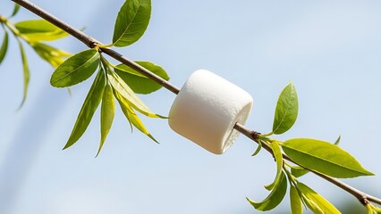 Marshmallow on a tree branch