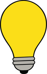 Yellow Light Bulb Cartoon On Transparent Background