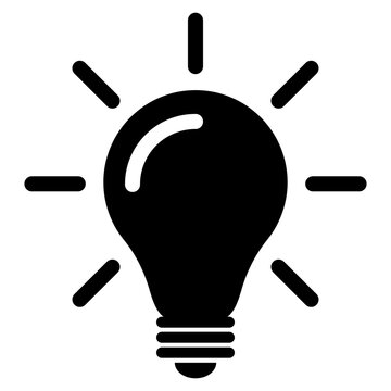 Black light bulb icon isolated on transparent background