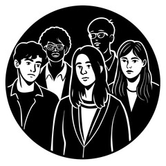 Happy friends group silhouette collection isolated on white background
