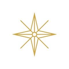Abstract golden starburst geometric design symbolizing navigation and aspiration isolated on white