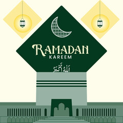 Islamic Greeting Cards with Modern Mosque, Crescent Moon, and Lantern Designs, Abstract Geometric Banner Templates, Holy Month Celebration Background Collection, Arabic Calligraphy.