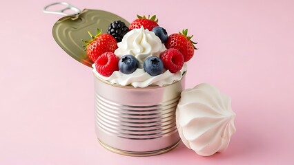 Delightful tin can cake with berries