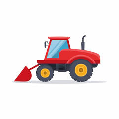 Naklejka premium Cartoon Red Bulldozer Illustration Isolated on White Background Machinery Agriculture Tractor