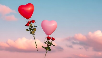 Roses with heart-shaped balloons