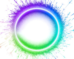 Multicolor Neon Energy Ring Abstract Light Circle Isolated on Transparent Background