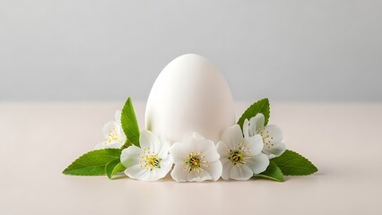 Elegant egg surrounded by white blossoms