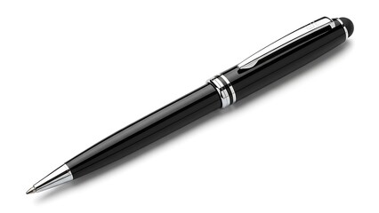 Elegant black ballpoint pen with chrome accents