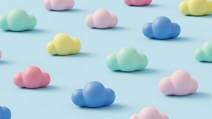 Colorful clouds on light blue background