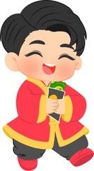 little boy celebrating chinese new year