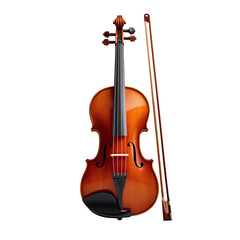 Fototapeta premium Elegant Violin and Bow on White Background - Classical Music Instrument