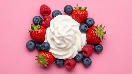 Fresh berries with whipped cream