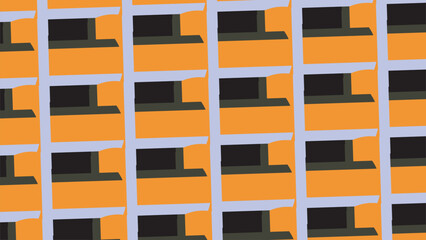 Abstract colorful square pattern resembling building windows on a modern city facade background illustration