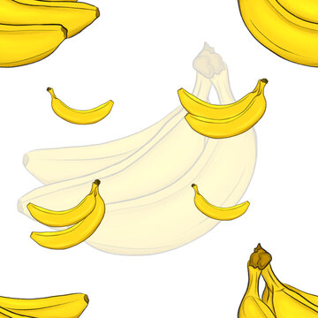 bananas on white background