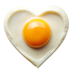 fried egg in shape of heart with egg yolk	