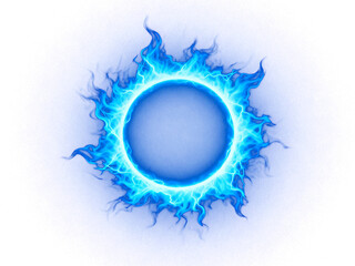 Glowing Blue Electric Energy Ring Isolated on Transparent Background
