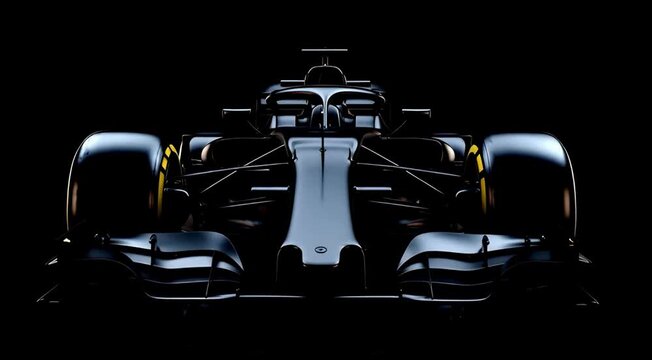 Digital Wireframe Formula Car Becoming Solid and Racing Through Abstract Light Tunnel