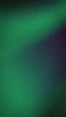 Fototapeta premium Abstract vertical grainy background with a dark blurred gradient of emerald green, forest green, and deep purple. Moody noise texture for tech banners and wallpapers