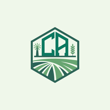 Modern Agricultural CA Logo Design. Letter CA Farm Logo and Field Icon for Eco-Friendly Branding. CA Sustainable Agriculture Emblem