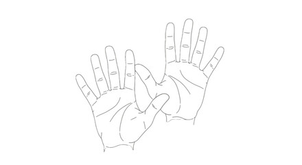 Obraz premium Simple line drawing of two hands with fingers intertwined.