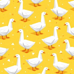 Obraz premium Geese print art. Children's geese pattern for printing on children's clothing, stationery, and wallpaper for the nursery. Goose pattern ornament.