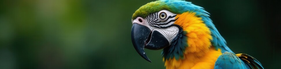 Obraz premium Close up of macaw head, showing intricate feathers, colorful, animal, parrot