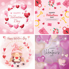 Valentines Day Romantic Banner Design Set