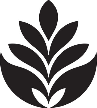 Black and white butterfly with floral leaf design in clean vector silhouette style