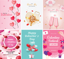 Valentines Day Vertical Banner Design Set