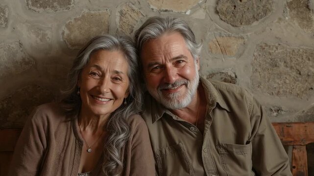 Clip starting seniors leaning closer and smiling on bench, showing pendant and bond