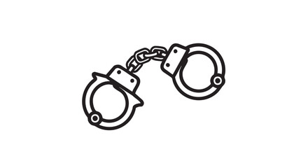 Illustration of handcuffs on a plain white background from a straightforward viewpoint showcasing restraint and security
