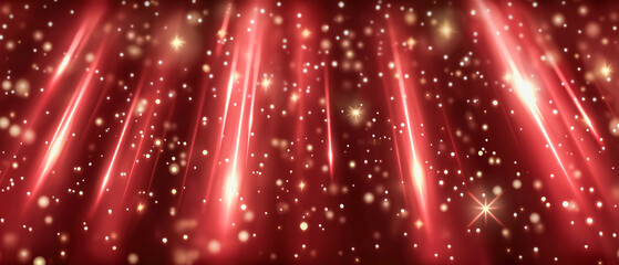 赤い光の雨が降る近未来エフェクト背景