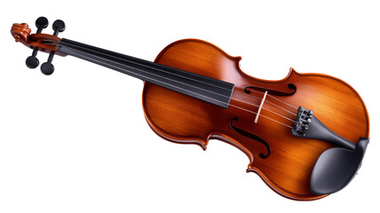 Fototapeta premium Beautiful, large, and well-crafted violin is displayed on a white background