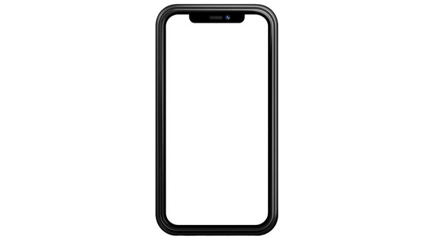 Blank smartphone screen on black frame isolated for design mockup