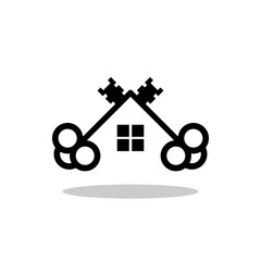 Two house keys icon with shadow