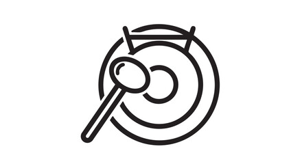 Magnifying glass examining a target with concentric circles from a direct overhead viewpoint