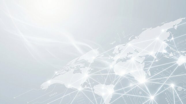 Global Network: A digital representation of the world, rendered in luminous, interconnected lines. It evokes a sense of global unity and connectivity.