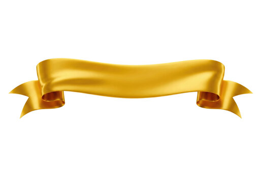 Elegant gold ribbon banner with curved flowing ends