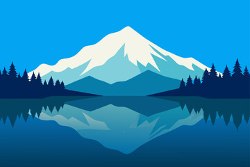 Mount Rainier Snowy Peak Reflecting In Mineral Lake