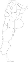 Obraz premium Outline Map of Argentina with Administrative Borders and Internal Regions Vector Silhouette Illustration