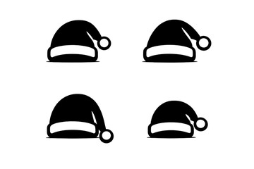 Fototapeta premium Black Santa Claus hats representing winter holidays and Christmas celebration set