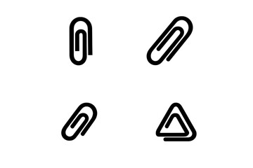 Obraz premium Four black outline paperclips representing supplies and document attachment