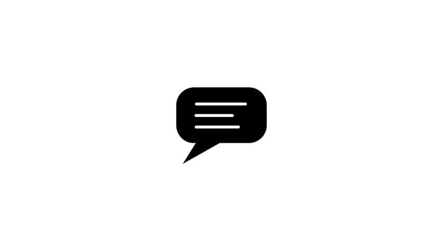 Simple black speech bubble icon representing communication and conversation in digital interfaces