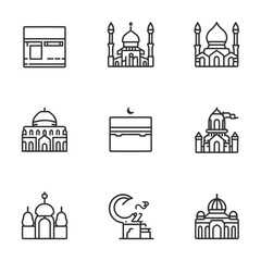 Islamic Mecca Travel Icon Set