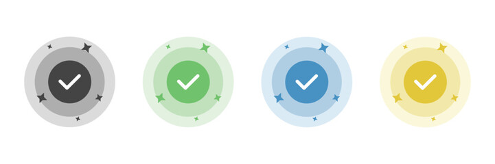 Set of check mark icon with circle. Confirm icon, order Confirm sign.