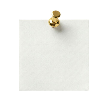 Clean white square paper pinned with gold thumbtack